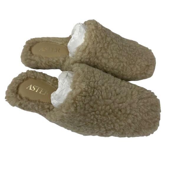 New ASTER Faux Sherpa Flat Slides Size 5 US Designer - Picture 6 of 8